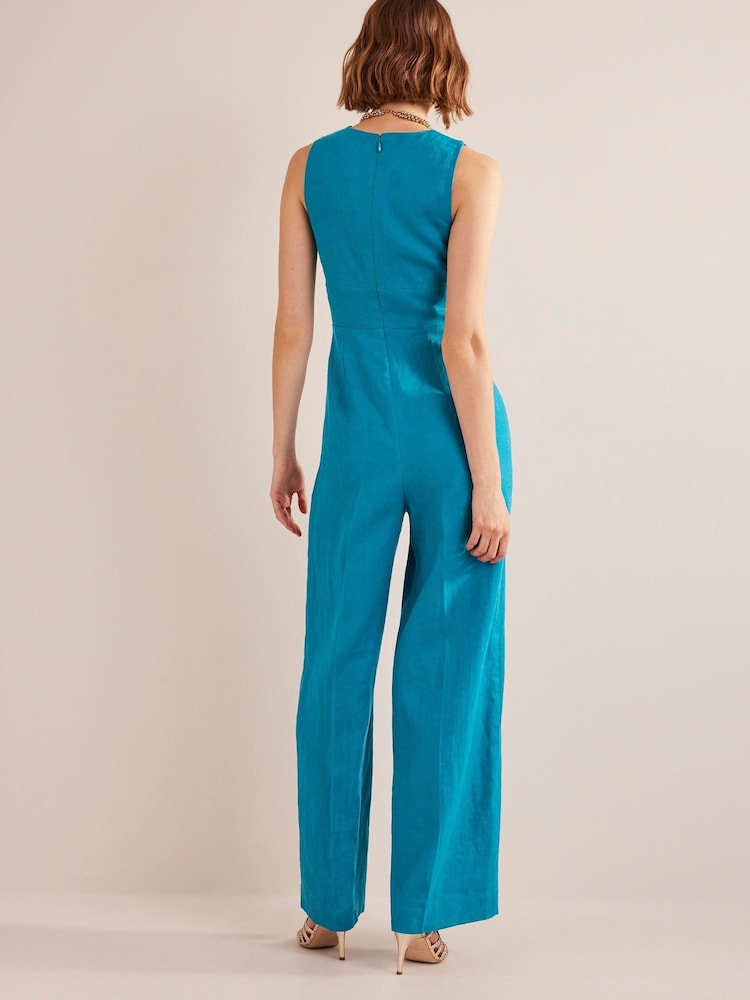 Boden Blue V-Neck Occasion Jumpsuit - Image 2 of 4
