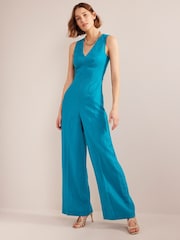 Boden Blue V-Neck Occasion Jumpsuit - Image 3 of 4