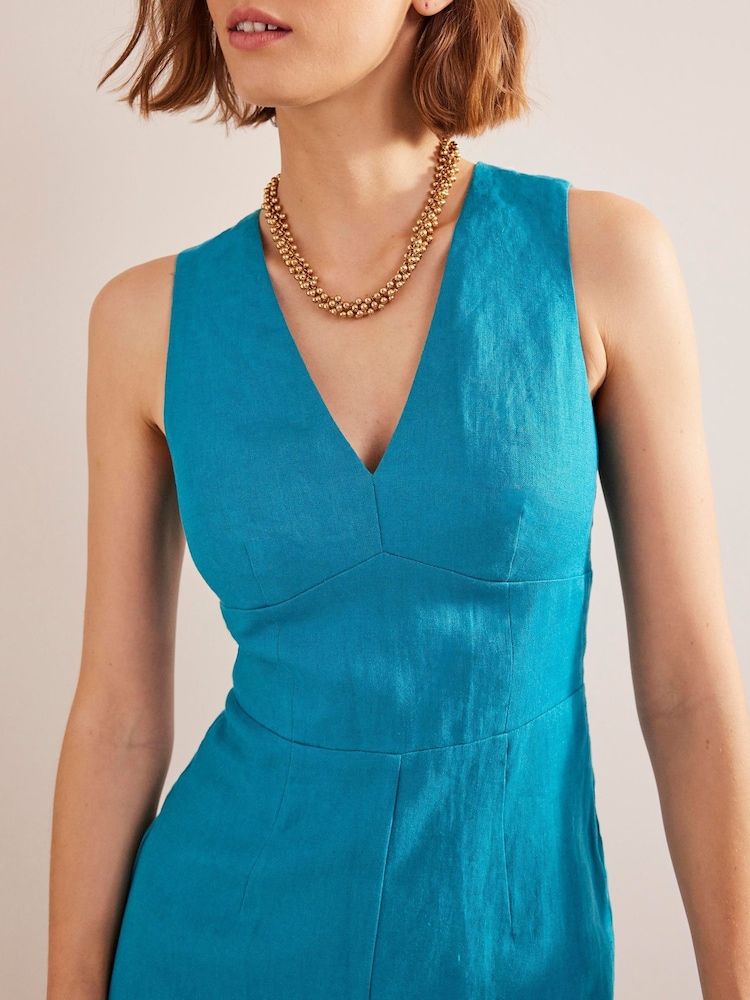 Boden Blue V-Neck Occasion Jumpsuit - Image 4 of 4