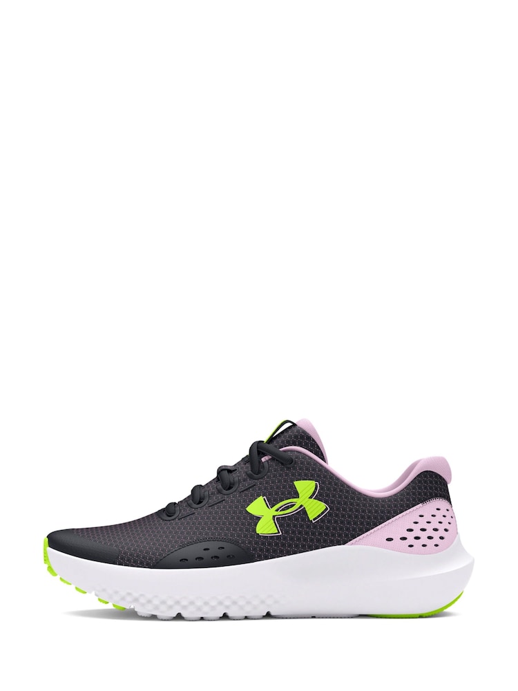 Under Armour Black/Pink Surge 4 Trainers - Image 2 of 5