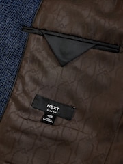 Blue Slim Fit Wool Rich Herringbone Blazer - Image 10 of 11