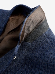 Blue Slim Fit Wool Rich Herringbone Blazer - Image 11 of 11