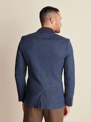 Blue Slim Fit Wool Rich Herringbone Blazer - Image 3 of 11