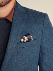 Blue Slim Fit Wool Rich Herringbone Blazer - Image 4 of 11