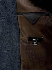 Blue Slim Fit Wool Rich Herringbone Blazer - Image 6 of 11