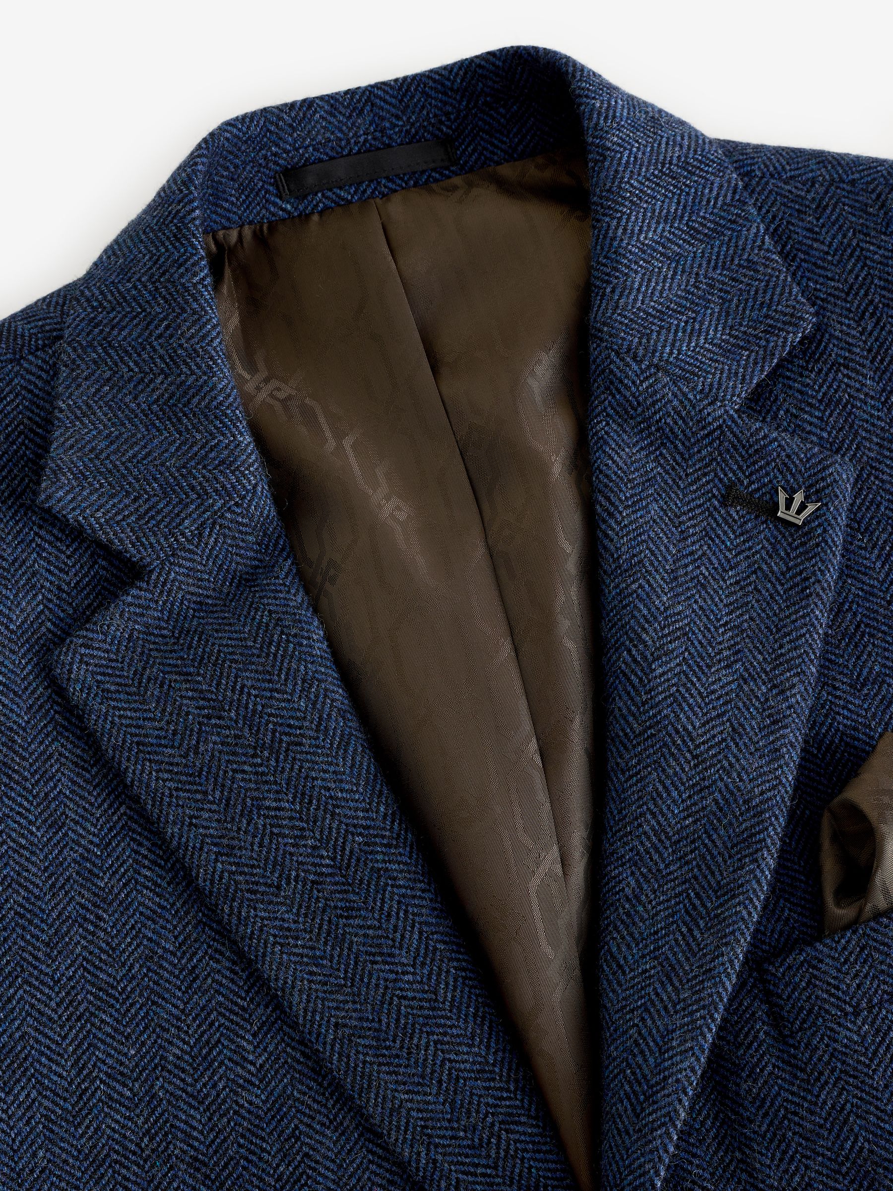 Buy Blue Slim Fit Wool Rich Herringbone Blazer from Next USA