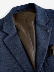 Blue Slim Fit Wool Rich Herringbone Blazer - Image 9 of 11