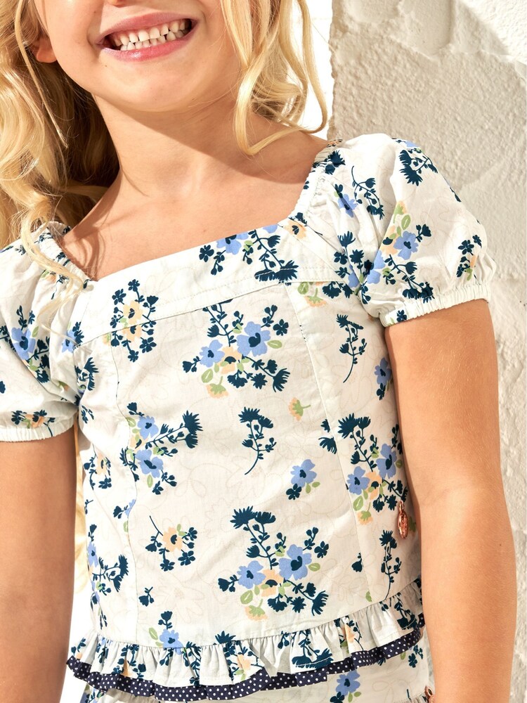 Angel & Rocket Cream Pia Woven Shirred Back Top - Image 4 of 7