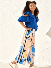 Angel & Rocket Cobalt Blue Nicole Ruffle Shoulder 100% Cotton Top - Image 3 of 6