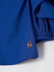 Angel & Rocket Cobalt Blue Nicole Ruffle Shoulder 100% Cotton Top - Image 6 of 6