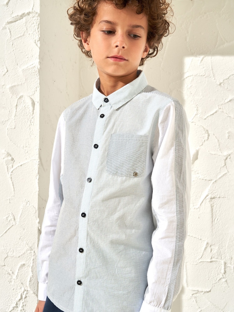 Angel & Rocket Blue Chase Panelled 100% Cotton Shirt - Image 2 of 6