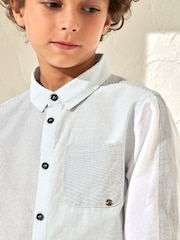 Angel & Rocket Blue Chase Panelled 100% Cotton Shirt - Image 3 of 6
