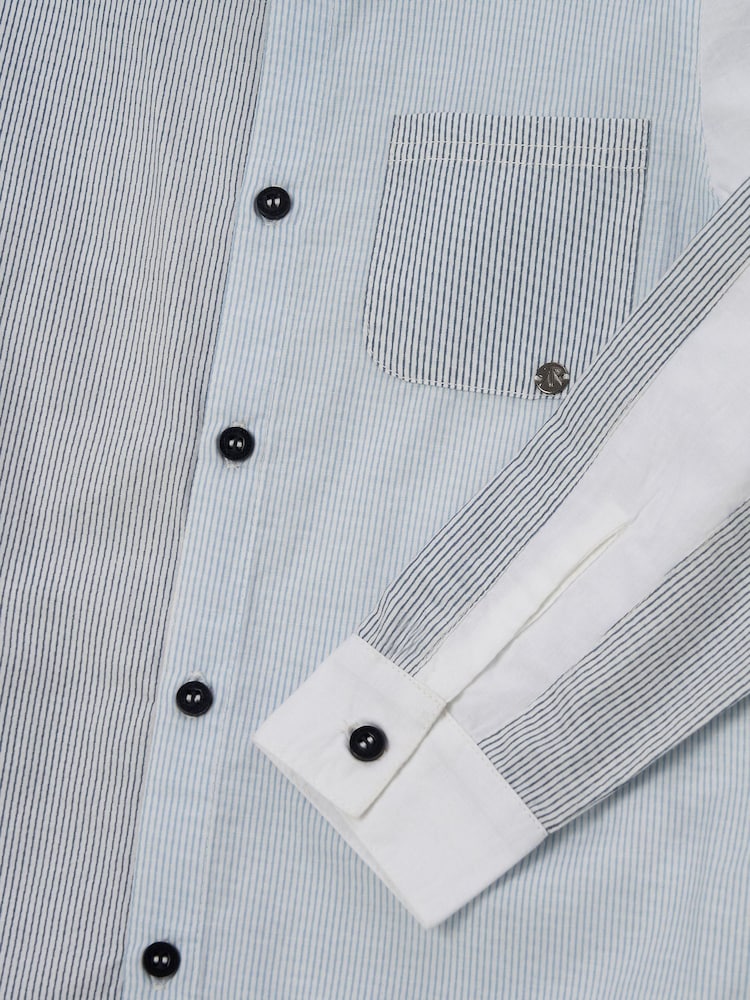 Angel & Rocket Blue Chase Panelled 100% Cotton Shirt - Image 6 of 6