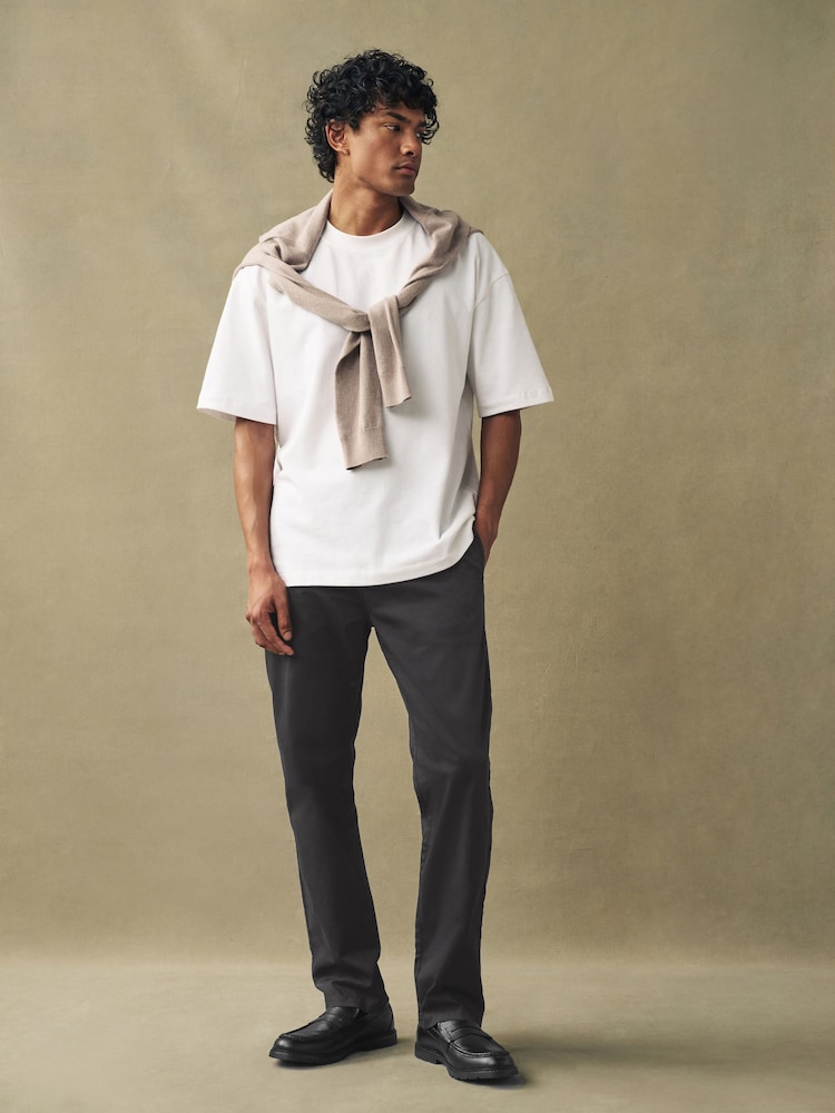 Schwarz - Premium Gewaschene Stretch Chinos Hose in schmaler Passform​​​​​​​ - Bild 2 von 11