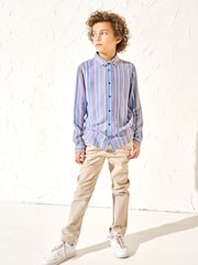 Angel & Rocket Blue Noah Textured Multi Stripe 100% Cotton Shirt - Image 2 of 6