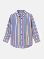 Angel & Rocket Blue Noah Textured Multi Stripe 100% Cotton Shirt - Image 4 of 6