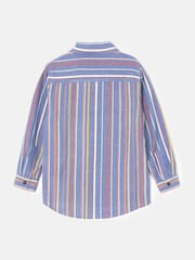 Angel & Rocket Blue Noah Textured Multi Stripe 100% Cotton Shirt - Image 5 of 6