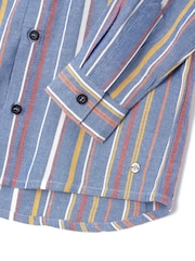 Angel & Rocket Blue Noah Textured Multi Stripe 100% Cotton Shirt - Image 6 of 6