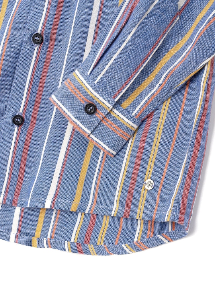 Angel & Rocket Blue Noah Textured Multi Stripe 100% Cotton Shirt - Image 6 of 6