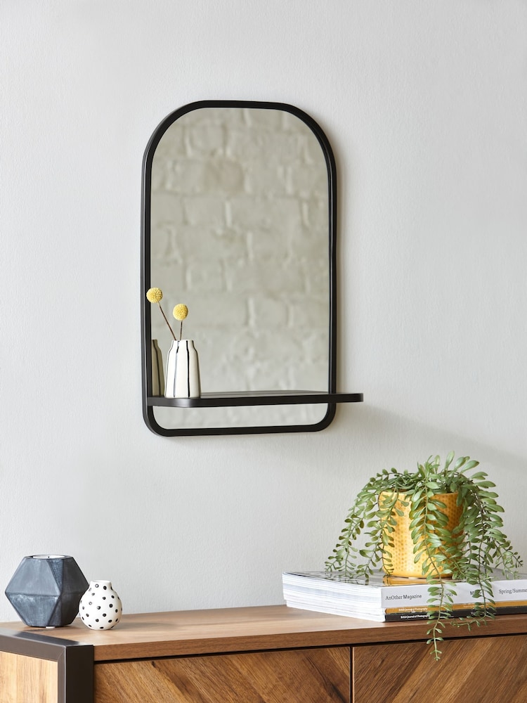 Black Small Shelf Wall Mirror - Image 2 of 5