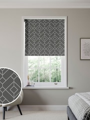 Charcoal Grey Lattice Geo Made to Measure Roller Blind - Image 1 of 5