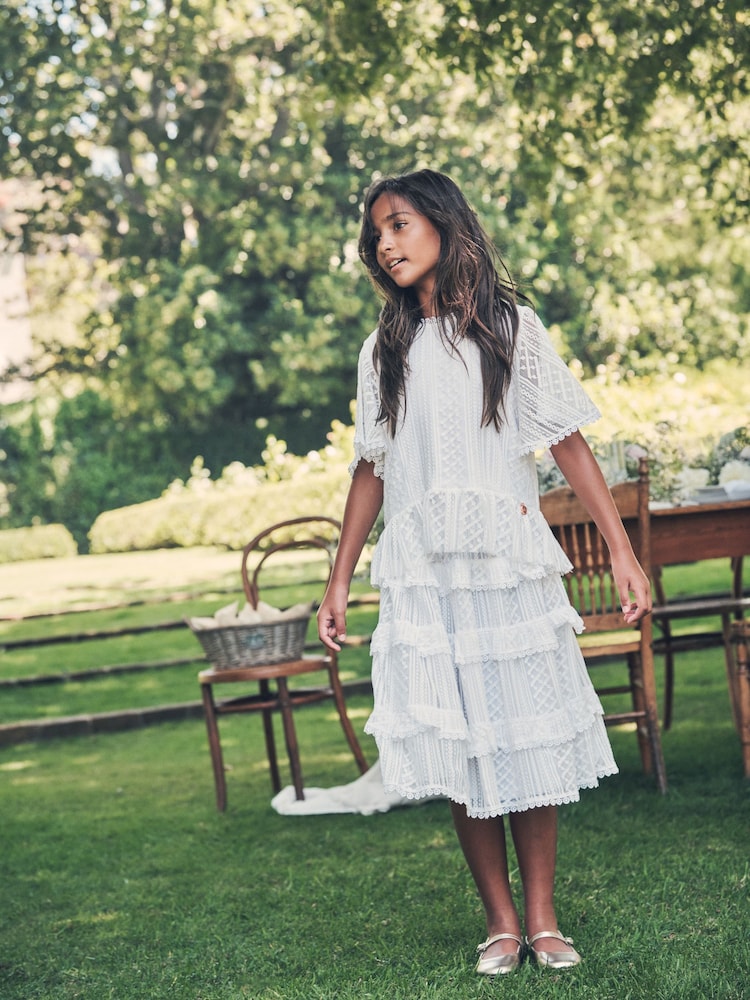Angel & Rocket Cream Annabelle Lace Ruffle Skirt - Image 1 of 7