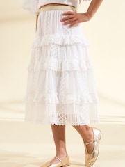 Angel & Rocket Cream Annabelle Lace Ruffle Skirt - Image 3 of 7
