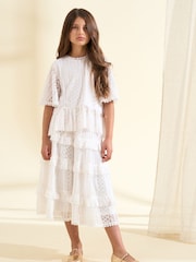 Angel & Rocket Cream Annabelle Lace Ruffle Skirt - Image 4 of 7