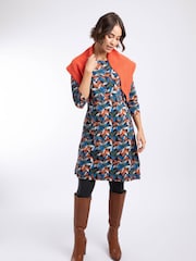 Weird Fish Orange Starshine Cotton Printed Jersey Dress - Image 1 of 7