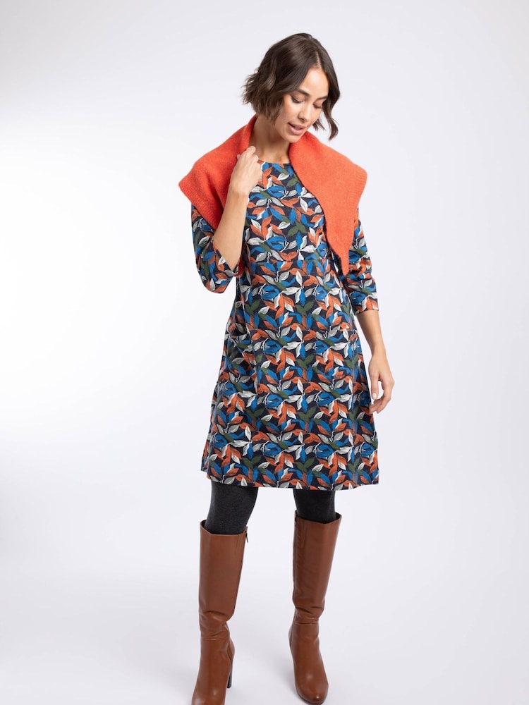 Weird Fish Orange Starshine Cotton Printed Jersey Dress - Image 1 of 7