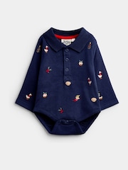 JoJo Maman Bébé 聖誕刺繡嬰兒包屁衣 - 圖片 1/4