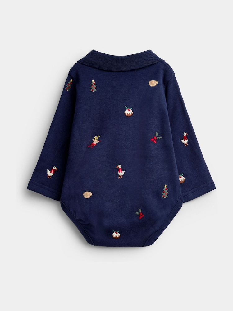 JoJo Maman Bébé 聖誕刺繡嬰兒包屁衣 - 圖片 2/4 JoJo Maman Bébé 聖誕刺繡嬰兒包屁衣 - 圖片 2/4