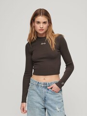 Superdry Geripptes figurbetontes Oberteil mit langen Ärmeln - Bild 1 von 3