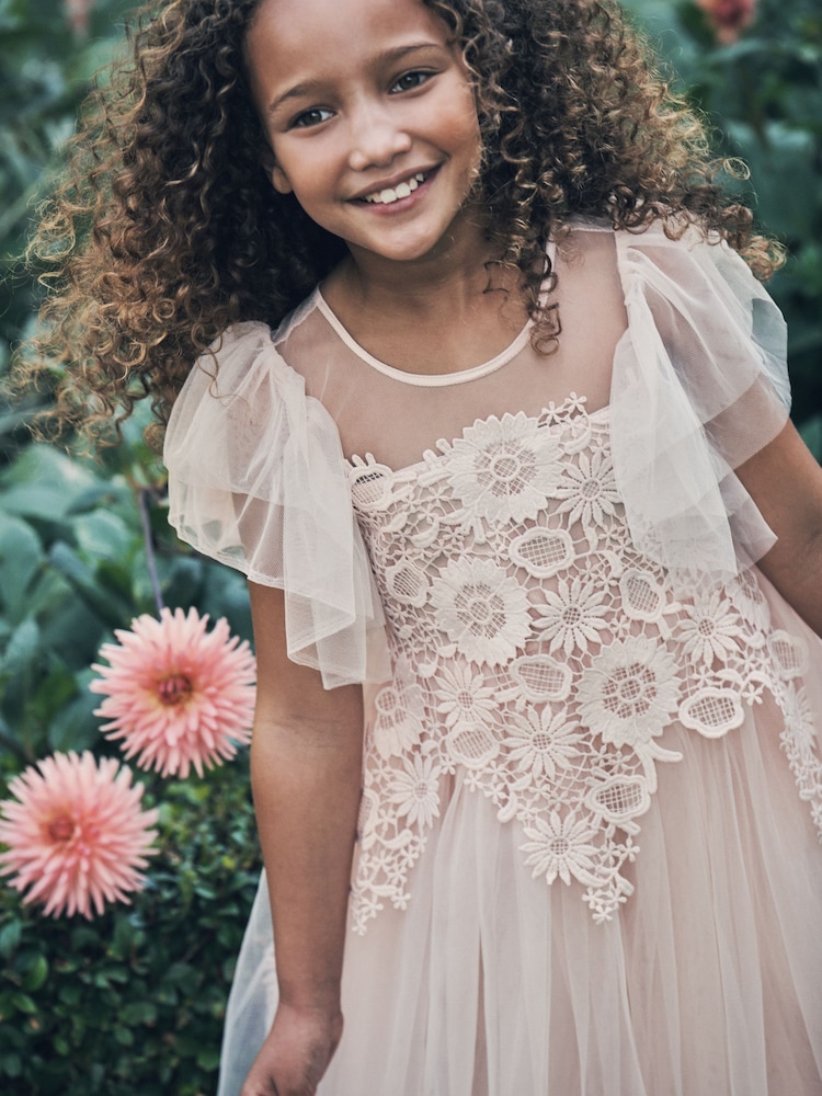 Angel & Rocket Pink Cascade Lace Anelise Dress - Image 2 of 9 Angel & Rocket Pink Cascade Lace Anelise Dress - Image 2 of 9