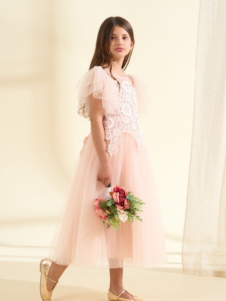 Angel & Rocket Pink Cascade Lace Anelise Dress - Image 4 of 9