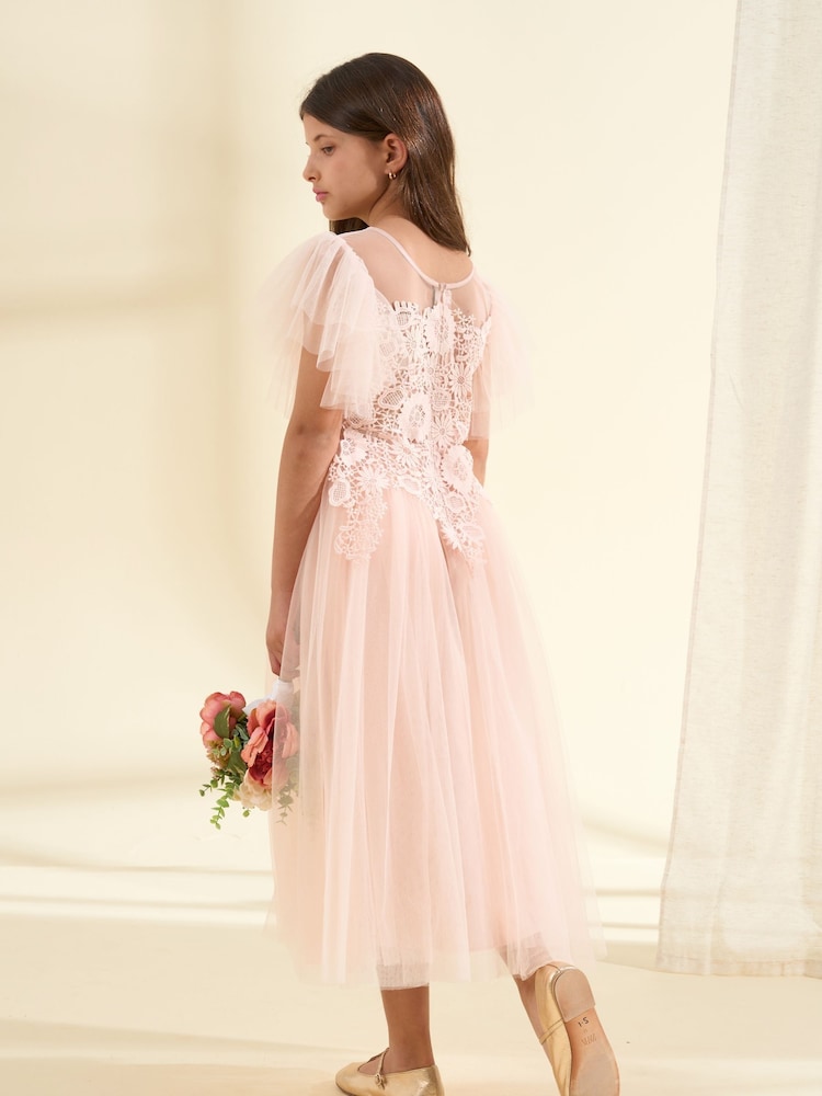 Angel & Rocket Pink Cascade Lace Anelise Dress - Image 6 of 9
