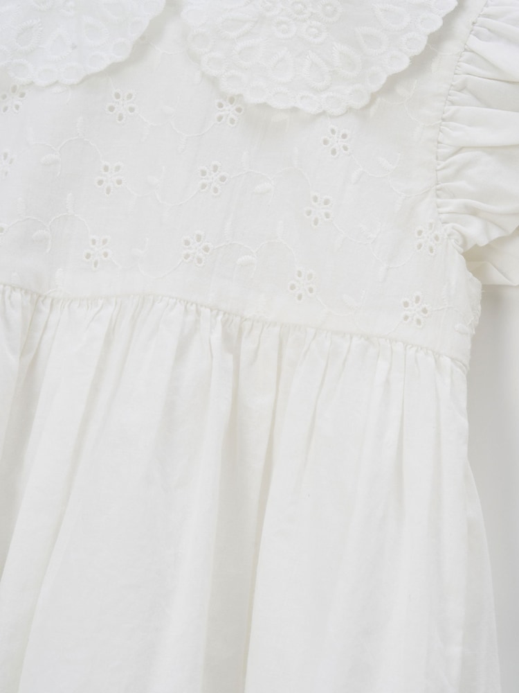Angel & Rocket White 100% Cotton Embroidered Collar Molly Dress - Image 4 of 4