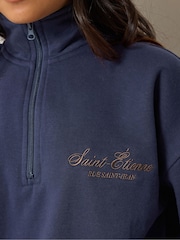 PixieGirl Petite Blue St Etienne Quarter Zip Sweatshirt - Image 4 of 6