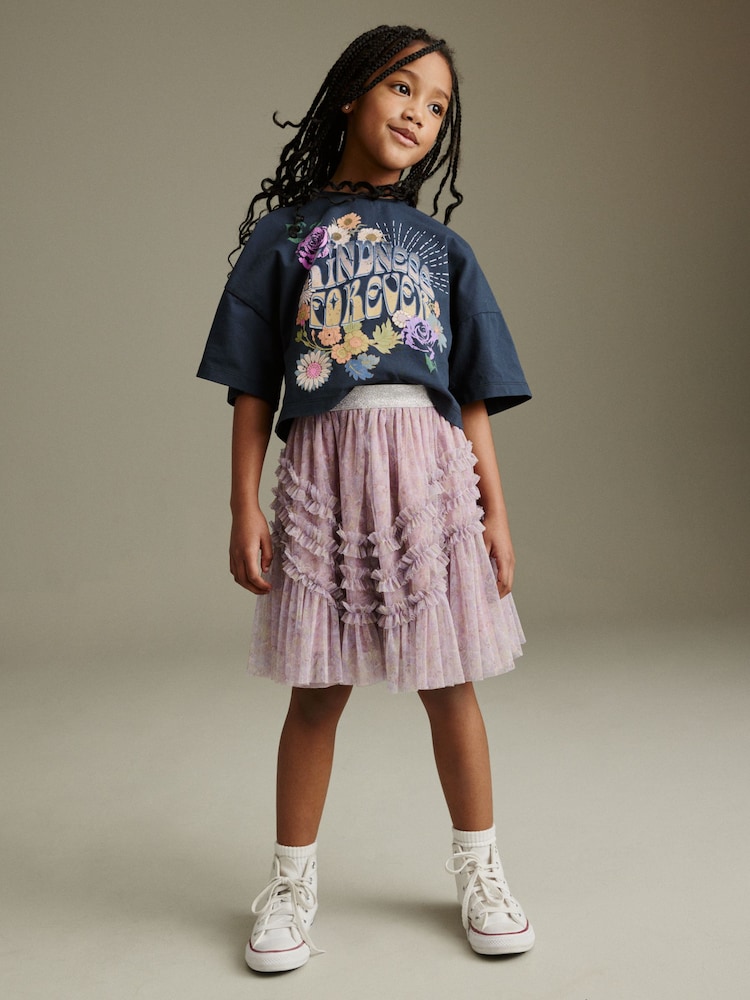 Vijolična - Asymmetric z vzorcem paisley krila And majica Set (3-16yrs) - Slika 2 iz 8 Vijolična - Asymmetric z vzorcem paisley krila And majica Set (3-16yrs) - Slika 2 iz 8