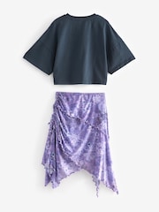 Vijolična - Asymmetric z vzorcem paisley krila And majica Set (3-16yrs) - Slika 7 iz 8