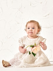 Angel & Rocket Cream 100% Cotton Amelia Tiered Lace Dress - Image 1 of 4