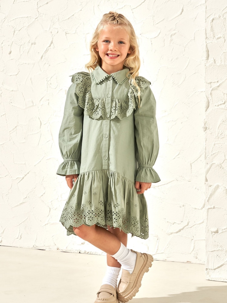 Grün - Angel & Rocket, Jessie, gestreiftes Kleid aus 100 % Baumwolle mit Knopfleiste - Bild 1 von 5