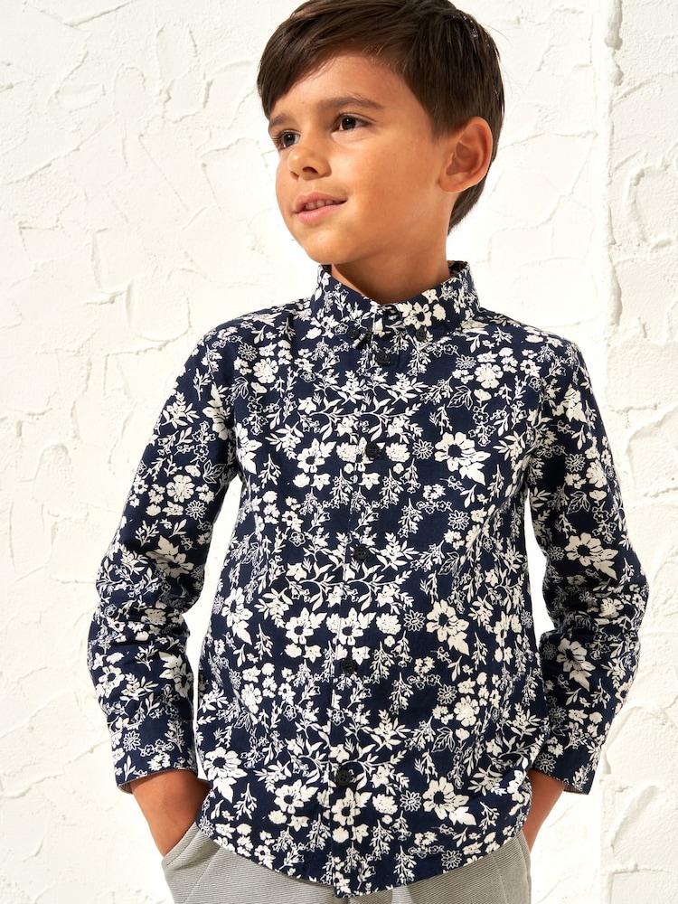 Angel & Rocket Blue Faes Floral Printed 100% Cotton Shirt - Image 1 of 6 Angel & Rocket Blue Faes Floral Printed 100% Cotton Shirt - Image 1 of 6