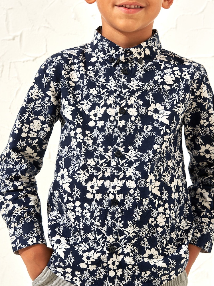 Angel & Rocket Blue Faes Floral Printed 100% Cotton Shirt - Image 2 of 6 Angel & Rocket Blue Faes Floral Printed 100% Cotton Shirt - Image 2 of 6
