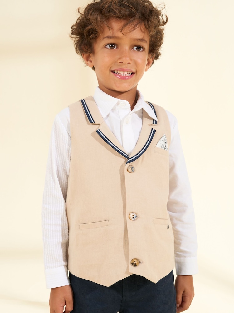 Angel & Rocket Brown Linen Blend Felix Waistcoat - Image 1 of 7