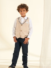 Angel & Rocket Brown Linen Blend Felix Waistcoat - Image 2 of 7