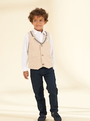 Angel & Rocket Brown Linen Blend Felix Waistcoat - Image 3 of 7