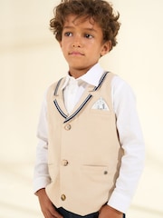 Angel & Rocket Brown Linen Blend Felix Waistcoat - Image 4 of 7