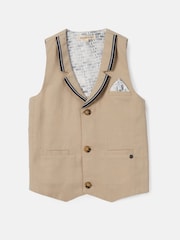 Angel & Rocket Brown Linen Blend Felix Waistcoat - Image 6 of 7