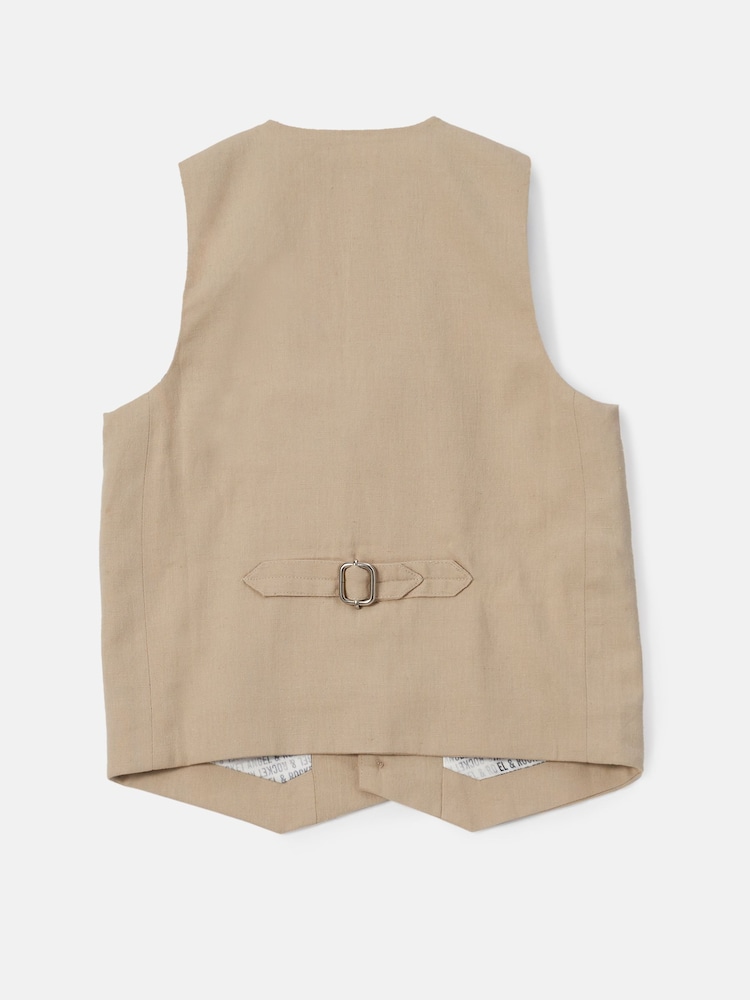 Angel & Rocket Brown Linen Blend Felix Waistcoat - Image 7 of 7